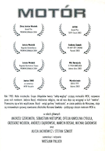 Tył ulotki filmu 'Motór'