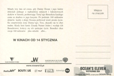 Tył ulotki filmu 'Ocean's Twelve: Dogrywka'