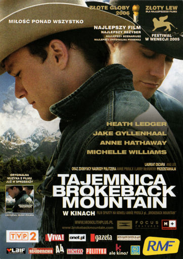 Przód ulotki filmu 'Tajemnica Brokeback Mountain'