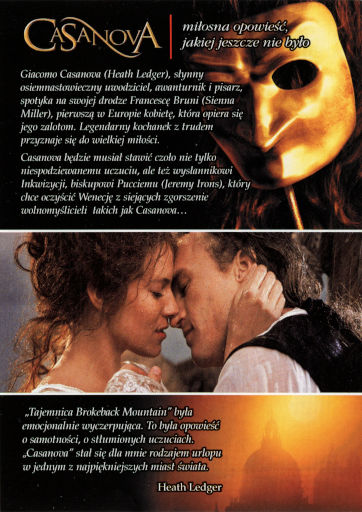 Tył ulotki filmu 'Casanova'