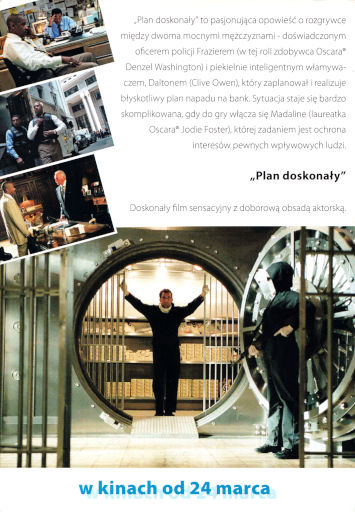 Tył ulotki filmu 'Plan Doskonały'