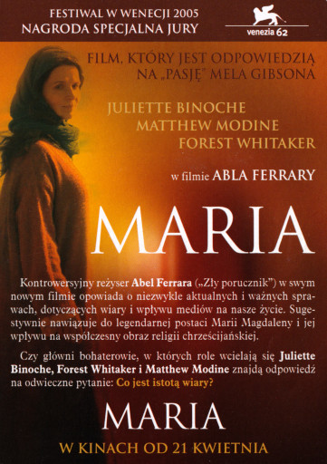 Tył ulotki filmu 'Maria'