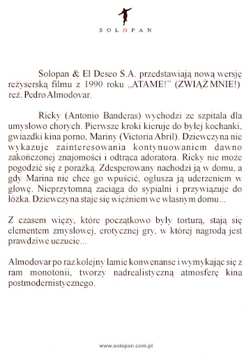 Tył ulotki filmu 'Zwiąż Mnie'