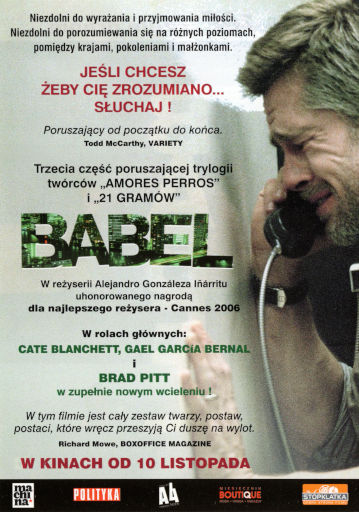 Tył ulotki filmu 'Babel'