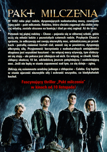 Tył ulotki filmu 'Pakt Milczenia'