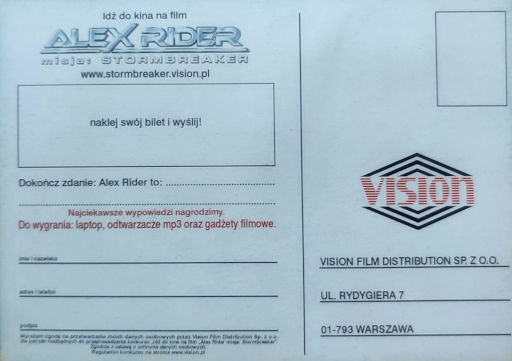 Tył ulotki filmu 'Alex Rider: Misja Stormbreaker'