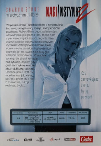 Tył ulotki filmu 'Nagi Instynkt 2'