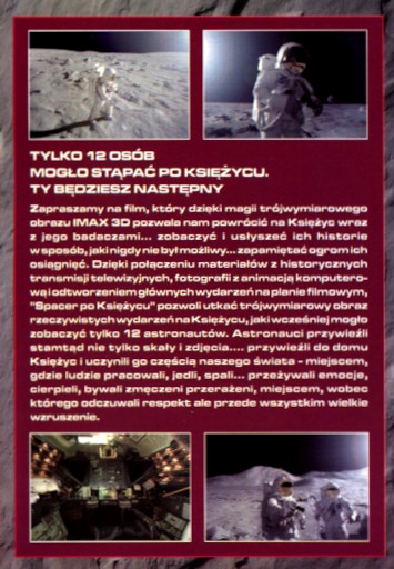 Tył ulotki filmu 'Wspaniałe Pustkowie. Spacer Po Księżycu 3D'