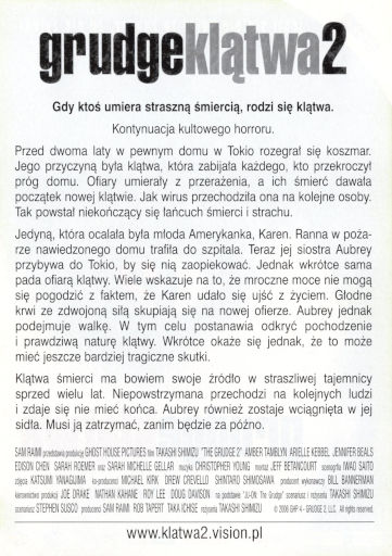 Tył ulotki filmu 'Grudge - Klątwa 2'