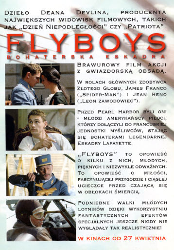 Tył ulotki filmu 'Flyboys - Bohaterska Eskadra'
