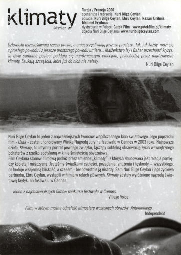 Tył ulotki filmu 'Klimaty'