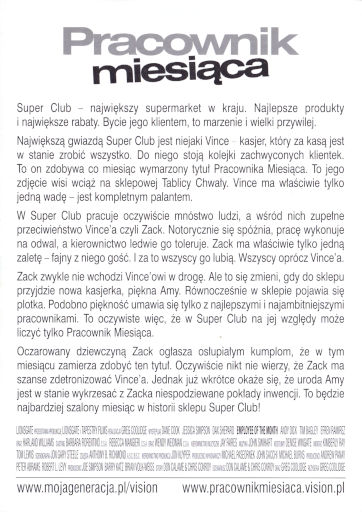 Tył ulotki filmu 'Pracownik Miesiąca'