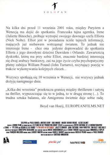 Tył ulotki filmu 'Kilka Dni Września'