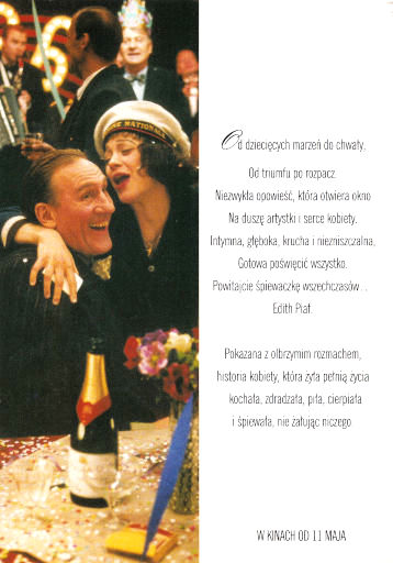 Tył ulotki filmu 'Niczego Nie Żałuję - Edith Piaf'