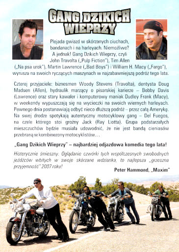 Tył ulotki filmu 'Gang Dzikich Wieprzy'