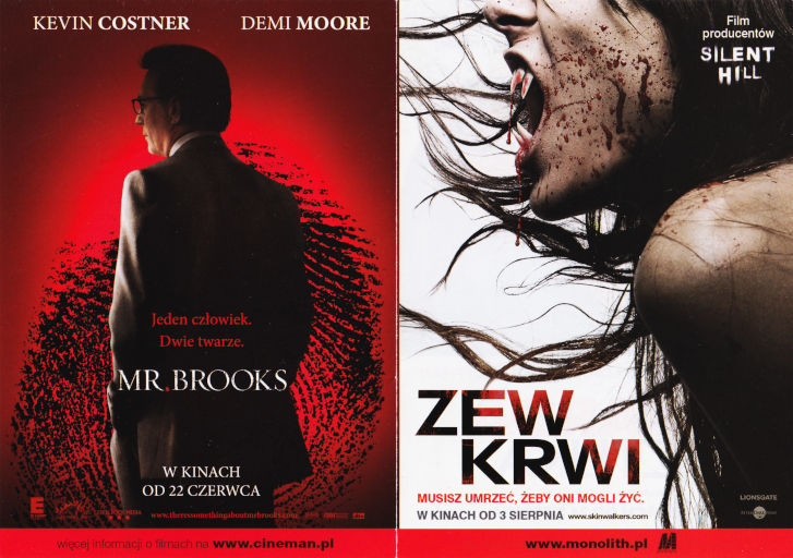 Tył ulotki filmu 'Miłość i Inne Nieszczęścia | Mr. Brooks | Zew Krwi | Twarda Sztuka'