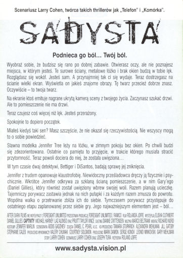 Tył ulotki filmu 'Sadysta'