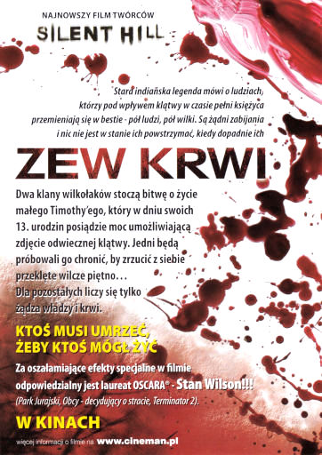 Tył ulotki filmu 'Zew Krwi'