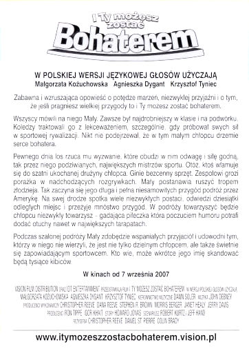 Tył ulotki filmu 'I Ty Możesz Zostać Bohaterem'