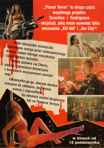 Tył ulotki filmu 'Grindhouse Vol. 2. Planet Terror'