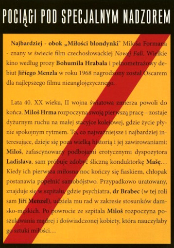 Tył ulotki filmu 'Pociągi Pod Specjalnym Nadzorem'