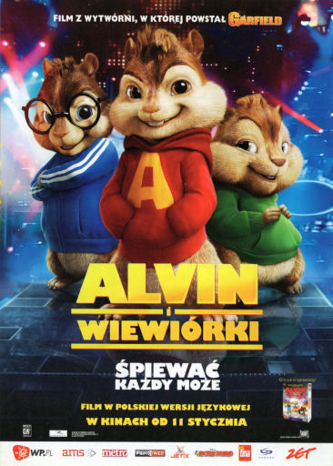 Przód ulotki filmu 'Alvin i Wiewiórki'