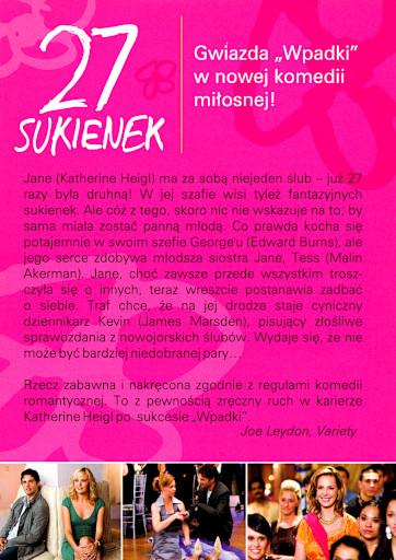 Tył ulotki filmu '27 Sukienek'