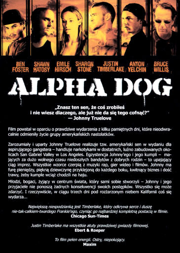 Tył ulotki filmu 'Alpha Dog'