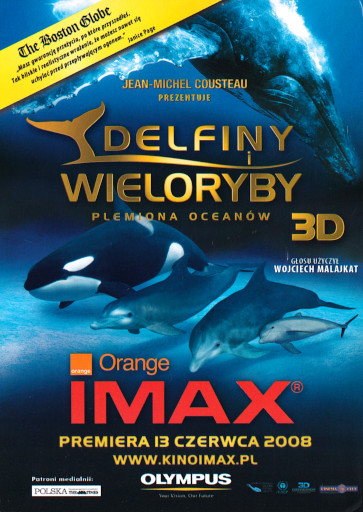 Przód ulotki filmu 'Delfiny i Wieloryby 3D. Plemiona Oceanów'
