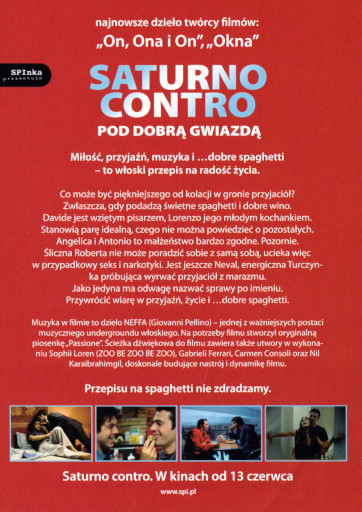 Tył ulotki filmu 'Saturno Contro. Pod Dobrą Gwiazdą'