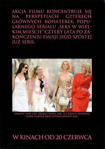 Tył ulotki filmu 'Seks W Wielkim Mieście'