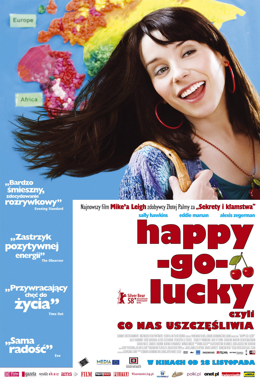 Polski plakat filmu 'Happy-Go-Lucky, Czyli Co Nas Uszczęśliwia'
