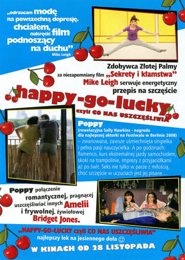Tył ulotki filmu 'Happy-Go-Lucky, Czyli Co Nas Uszczęśliwia'
