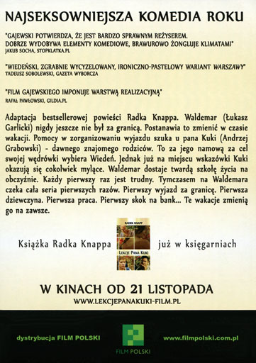 Tył ulotki filmu 'Lekcje Pana Kuki'