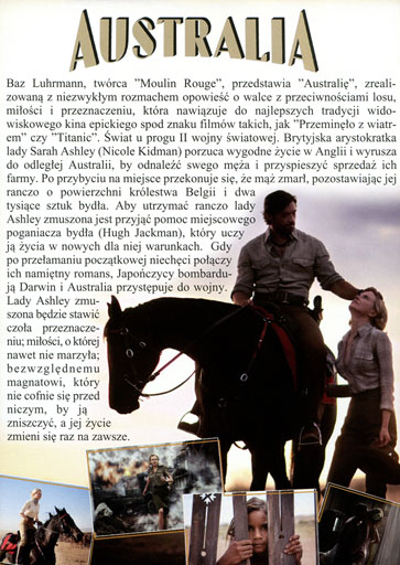 Tył ulotki filmu 'Australia'