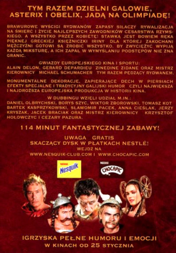 Tył ulotki filmu 'Asterix Na Olimpiadzie'
