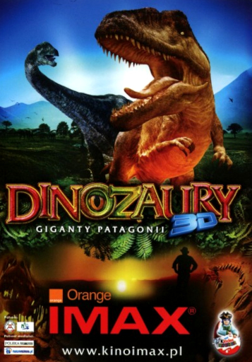 Przód ulotki filmu 'Dinozaury 3D - Giganty Patagonii'