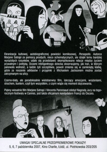Tył ulotki filmu 'Persepolis'