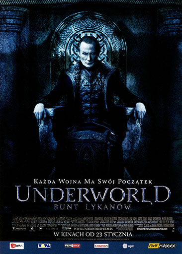 Przód ulotki filmu 'Underworld: Bunt Lykanów'