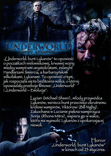 Tył ulotki filmu 'Underworld: Bunt Lykanów'
