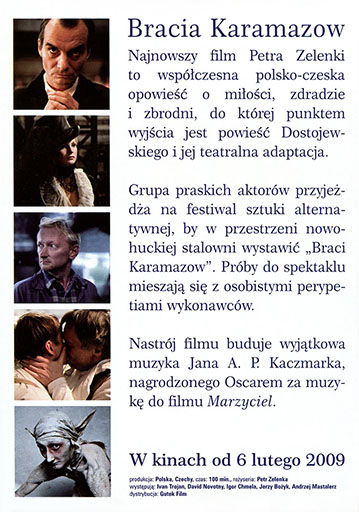 Tył ulotki filmu 'Bracia Karamazow'