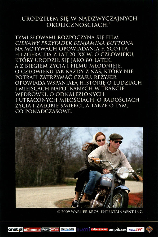 Ulotka filmu 'Ciekawy Przypadek Benjamina Buttona (tył)'