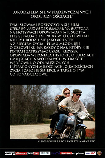 Tył ulotki filmu 'Ciekawy Przypadek Benjamina Buttona'