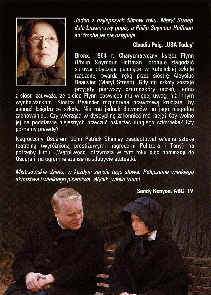 Ulotka filmu 'Wątpliwość (tył)'