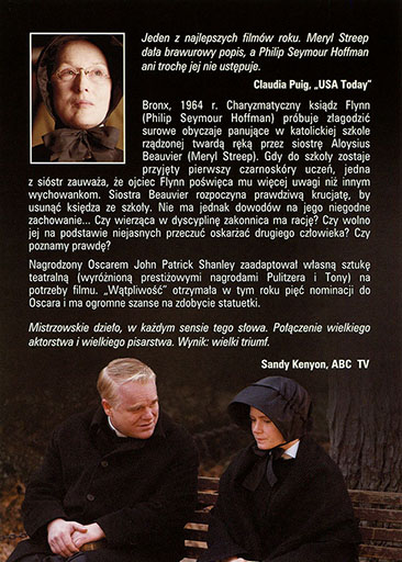 Tył ulotki filmu 'Wątpliwość'