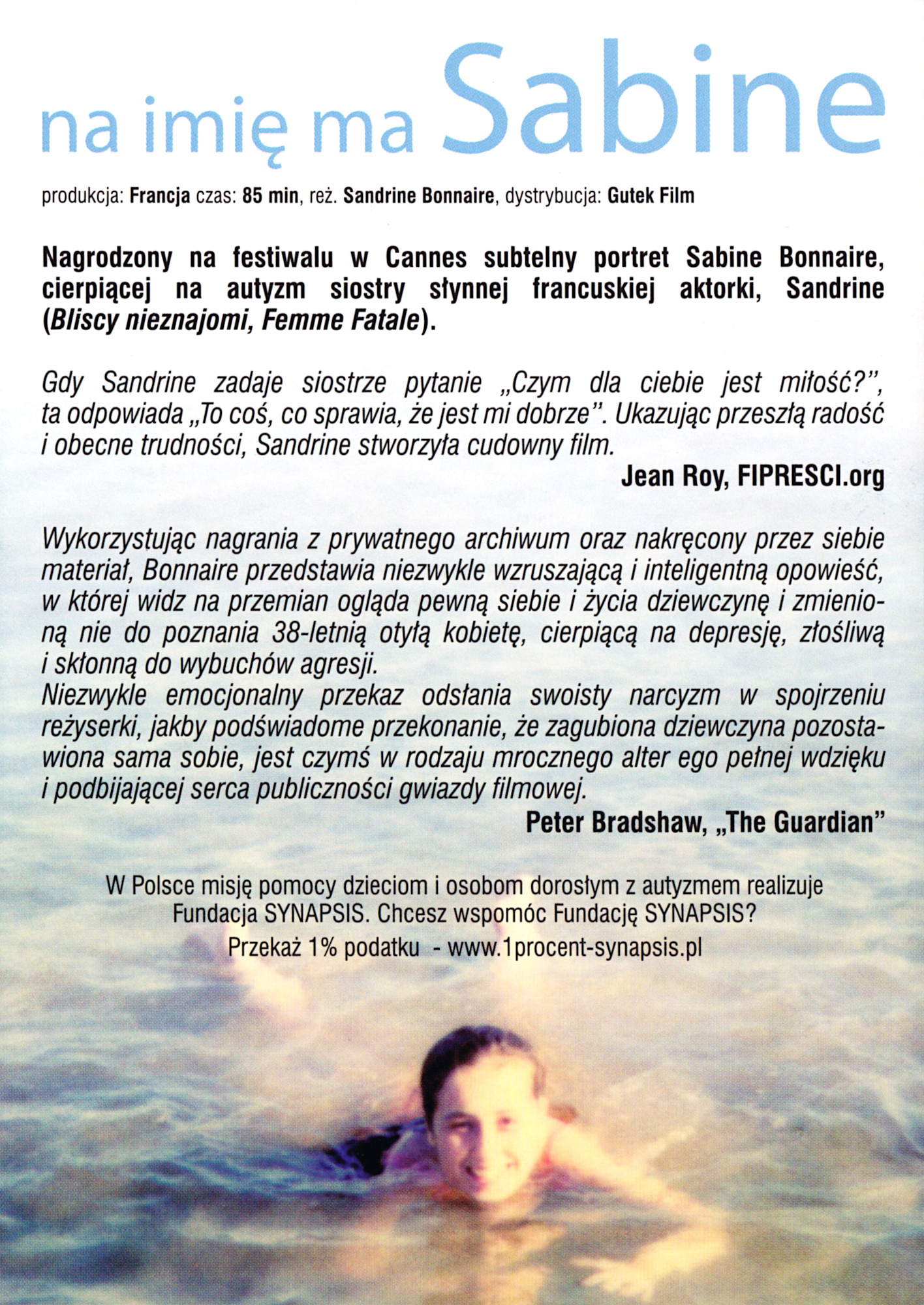 Ulotka filmu 'Na Imię Ma Sabine (tył)'