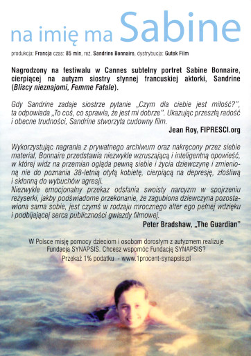 Tył ulotki filmu 'Na Imię Ma Sabine'