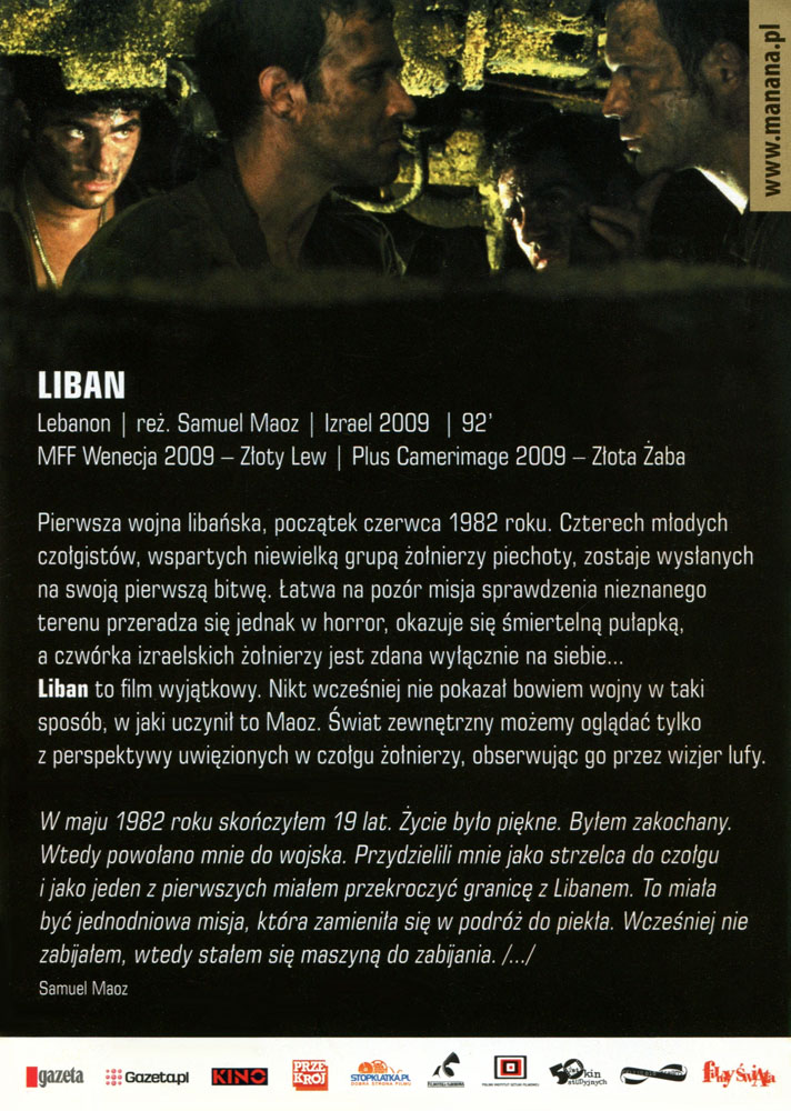 Ulotka filmu 'Liban (tył)'