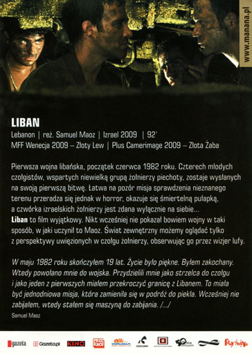 Tył ulotki filmu 'Liban'