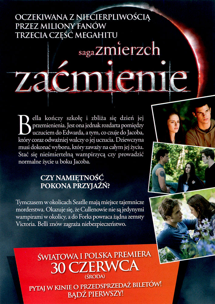 Ulotka filmu 'Saga Zmierzch: Zaćmienie (tył)'